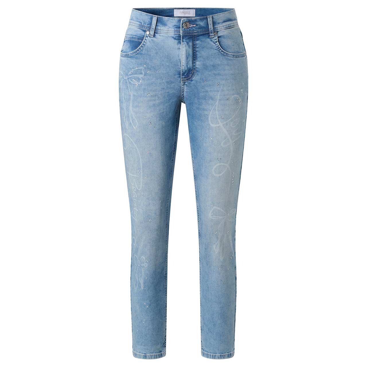 Damen 7/8 Jeans Ornella von Angels in Hellblau verwaschen mit Strass, Vorderansicht
