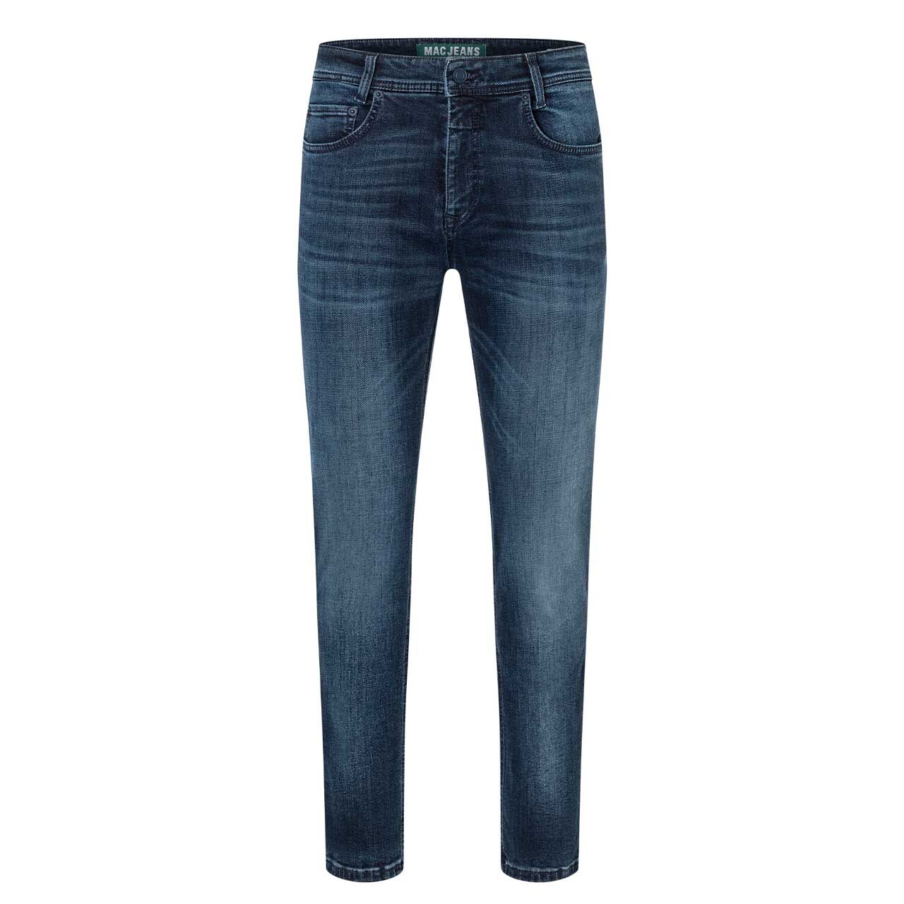 Stretch Herrenjeans Arne von MAC in Dunkelblau angewaschen, Vorderansicht