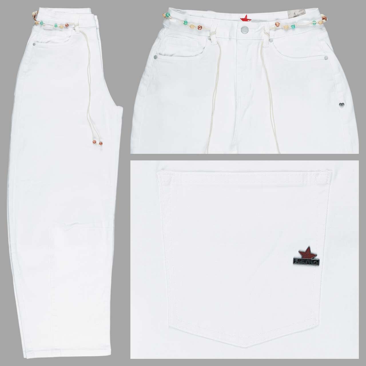 Buena Vista Relaxed Barrel Structure Denim Jeans off white