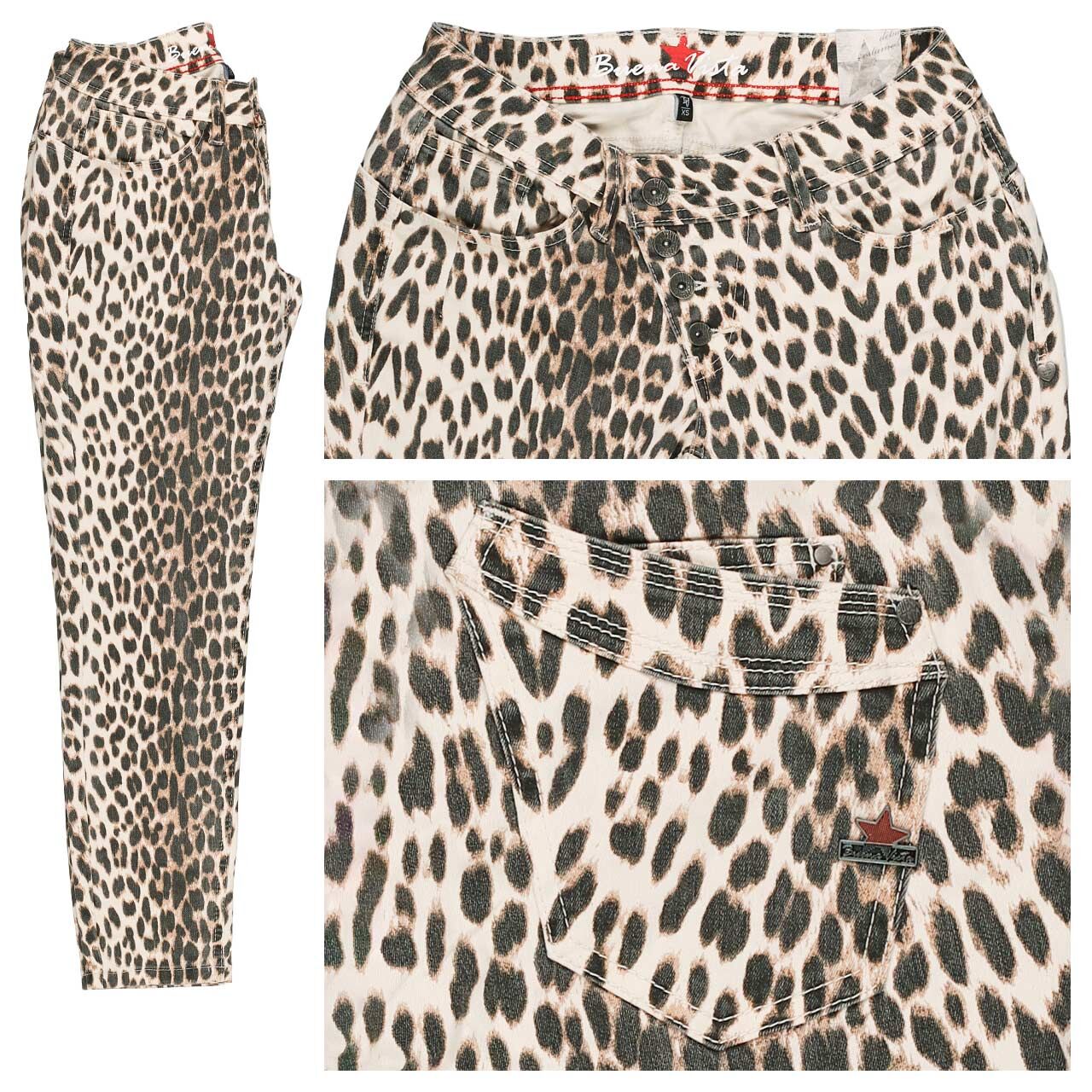 Damen Baumwollhose Malibu 7/8 Stretch Twill von Buena Vista in Beige mit Print mit der Farbnummer 4596, Vorderansicht