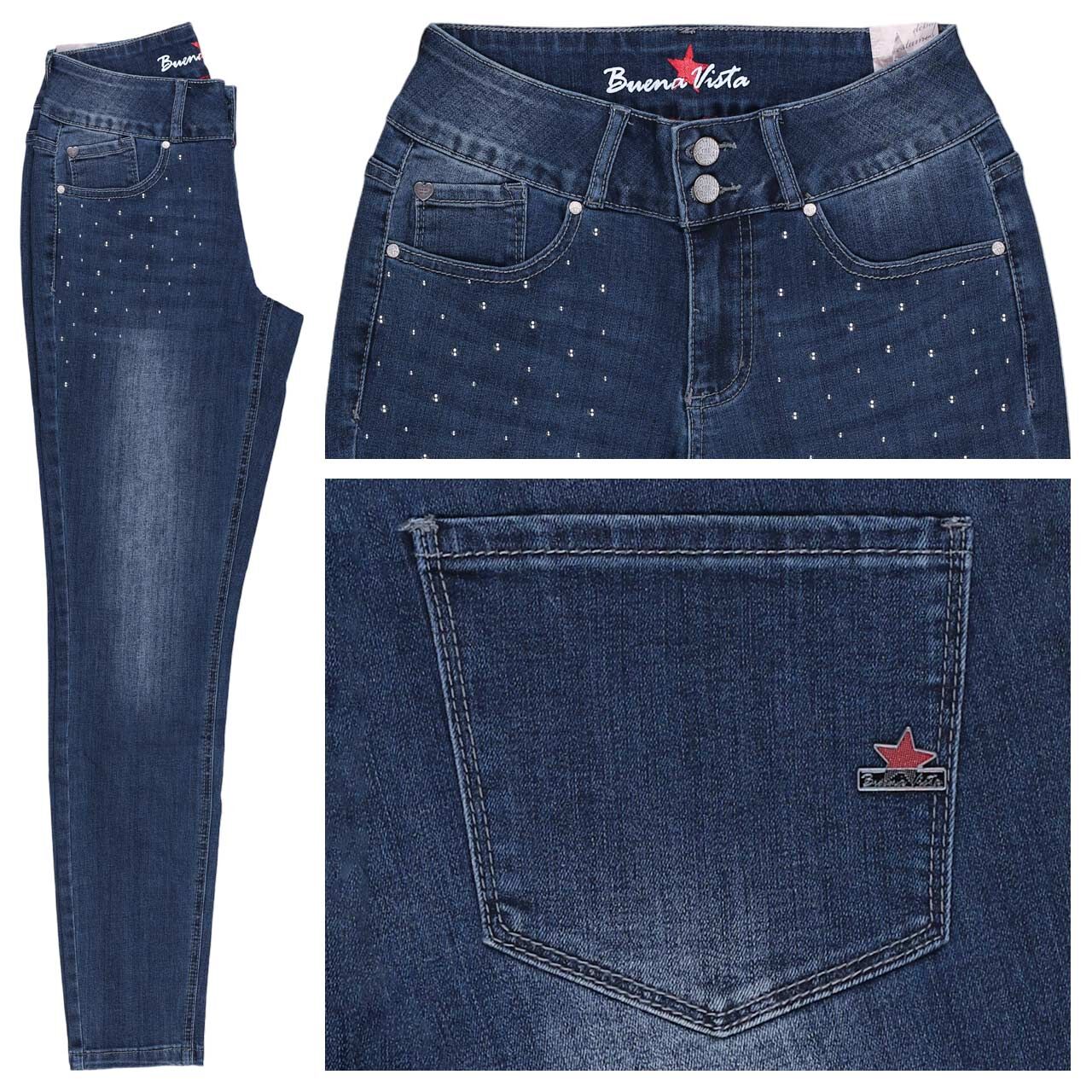 Buena Vista Tummyless Cropped Stretch Denim Ankle Jeans Strass sparkling studs