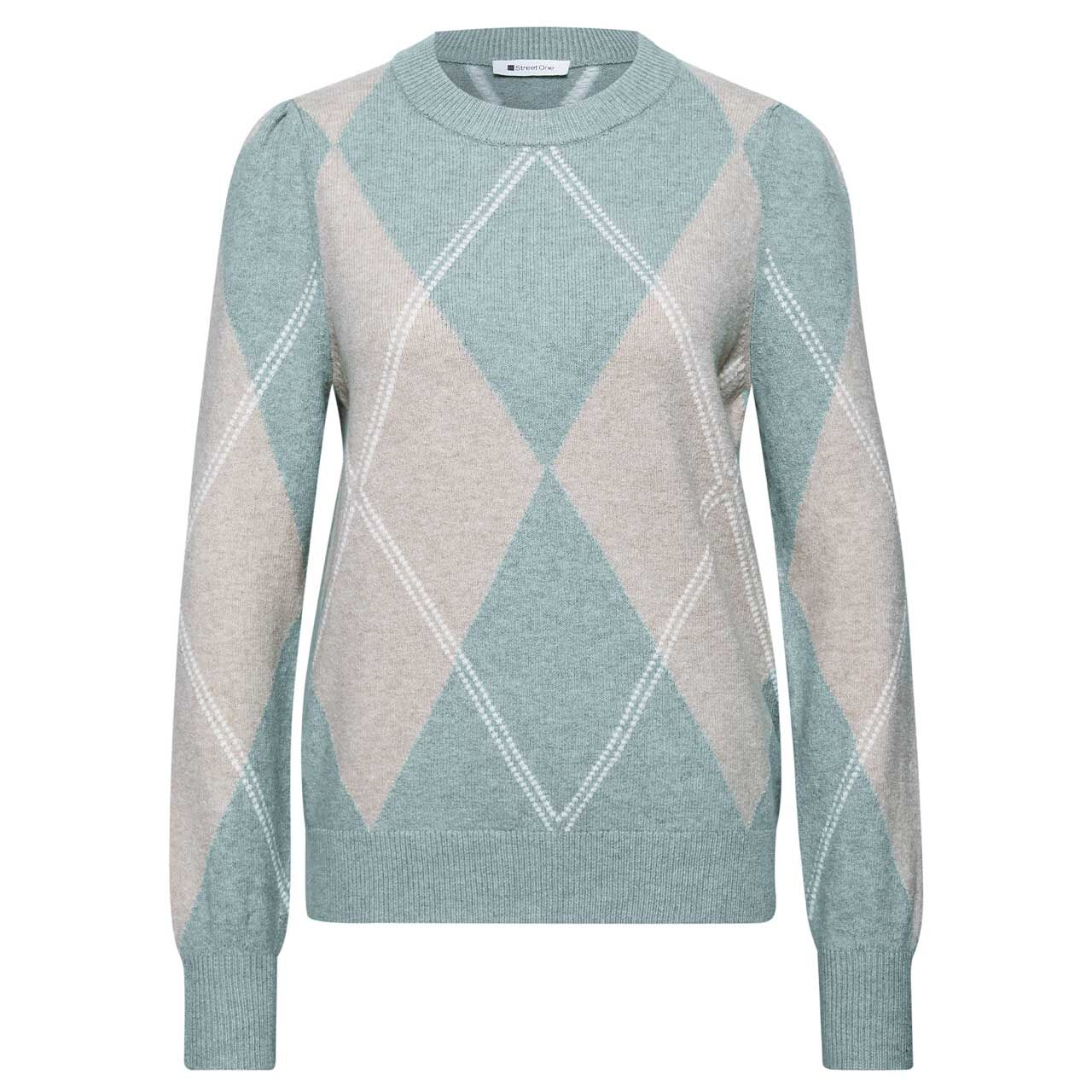 Street One Damen Pullover Cosy Sweater Intarsia eucalyptus green melange print