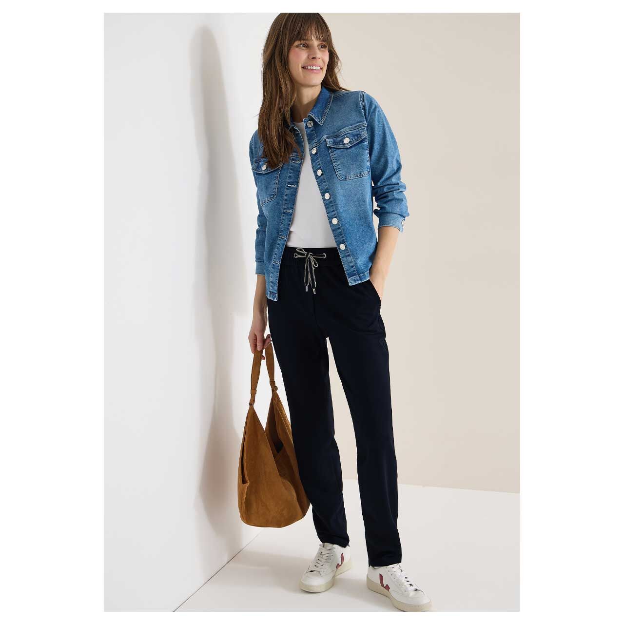 Damen Hose Tracey von Cecil in Dunkelblau, Ganzkörperansicht am Model