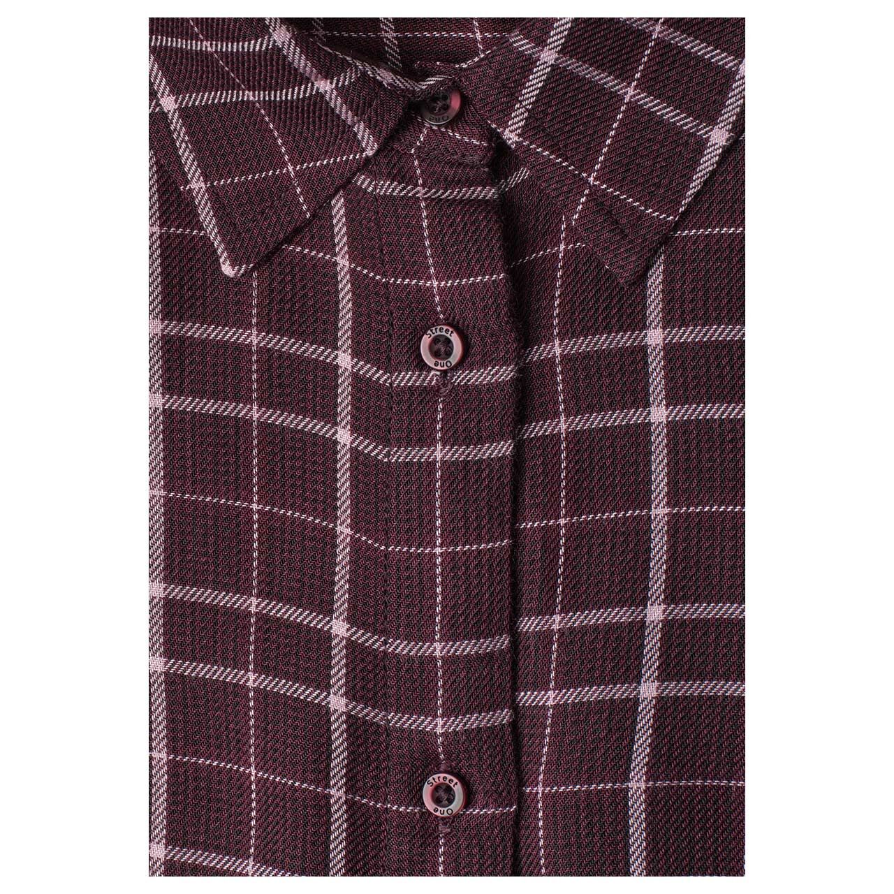 Street One Damen 3/4 Arm Bluse Check Shirtcollar rustic rouge