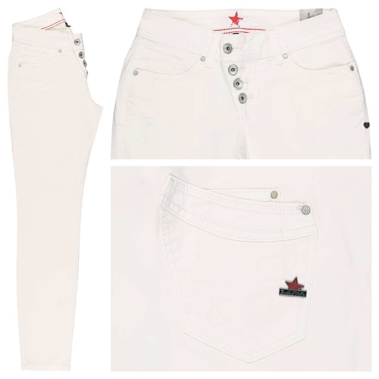 Buena Vista Malibu Cropped Stretch Twill Ankle Baumwollhose ecru