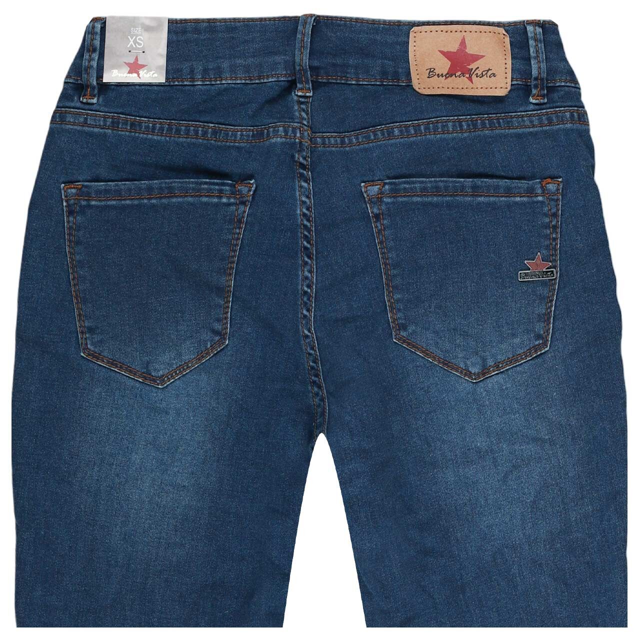 Stretch Damenjeans Italy V 7/8 Cozy Denim von Buena Vista in Dunkelblau angewaschen, detaillierte Rückansicht