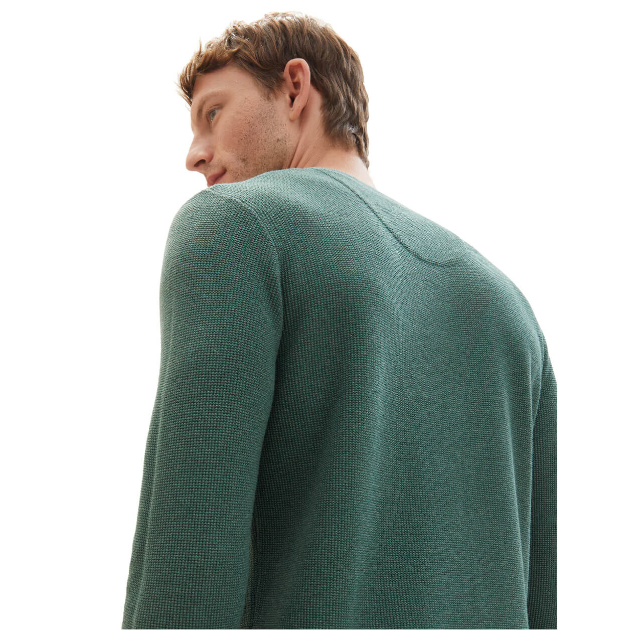 Tom Tailor Herren Structured Crewneck Knit Pullover green dust melange