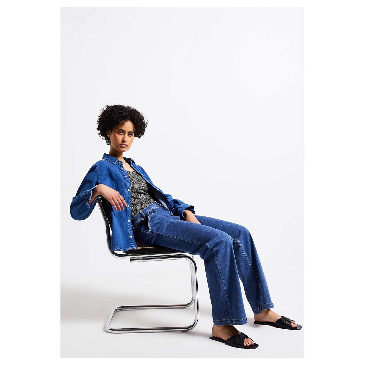 Street One Damen Top Printed Rib cotton cream