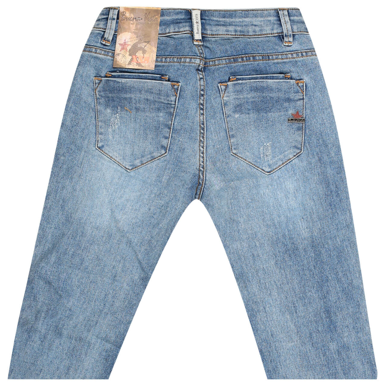 Buena Vista Jeans Kim-Zip Stretch Denim für Damen in Blau verwaschen mit Destroyed-Effekten, FarbNr.: 2792