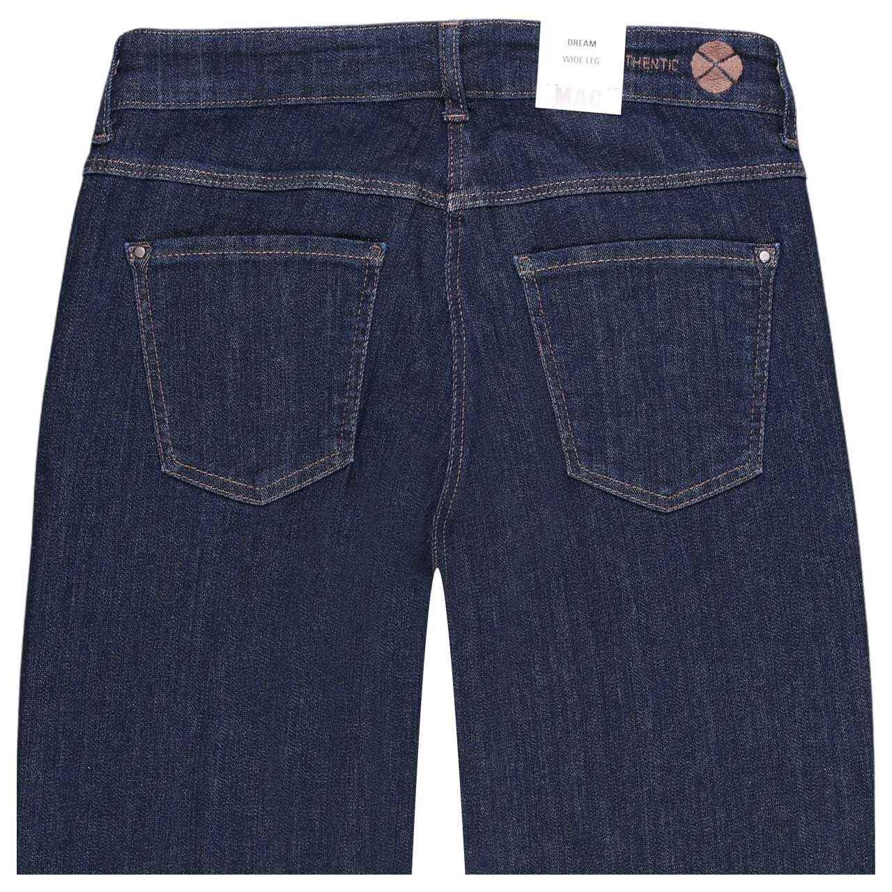 Rückansicht als Detailaufnahme der Damen Jeans Dream Wide von MAC in Dunkelblau