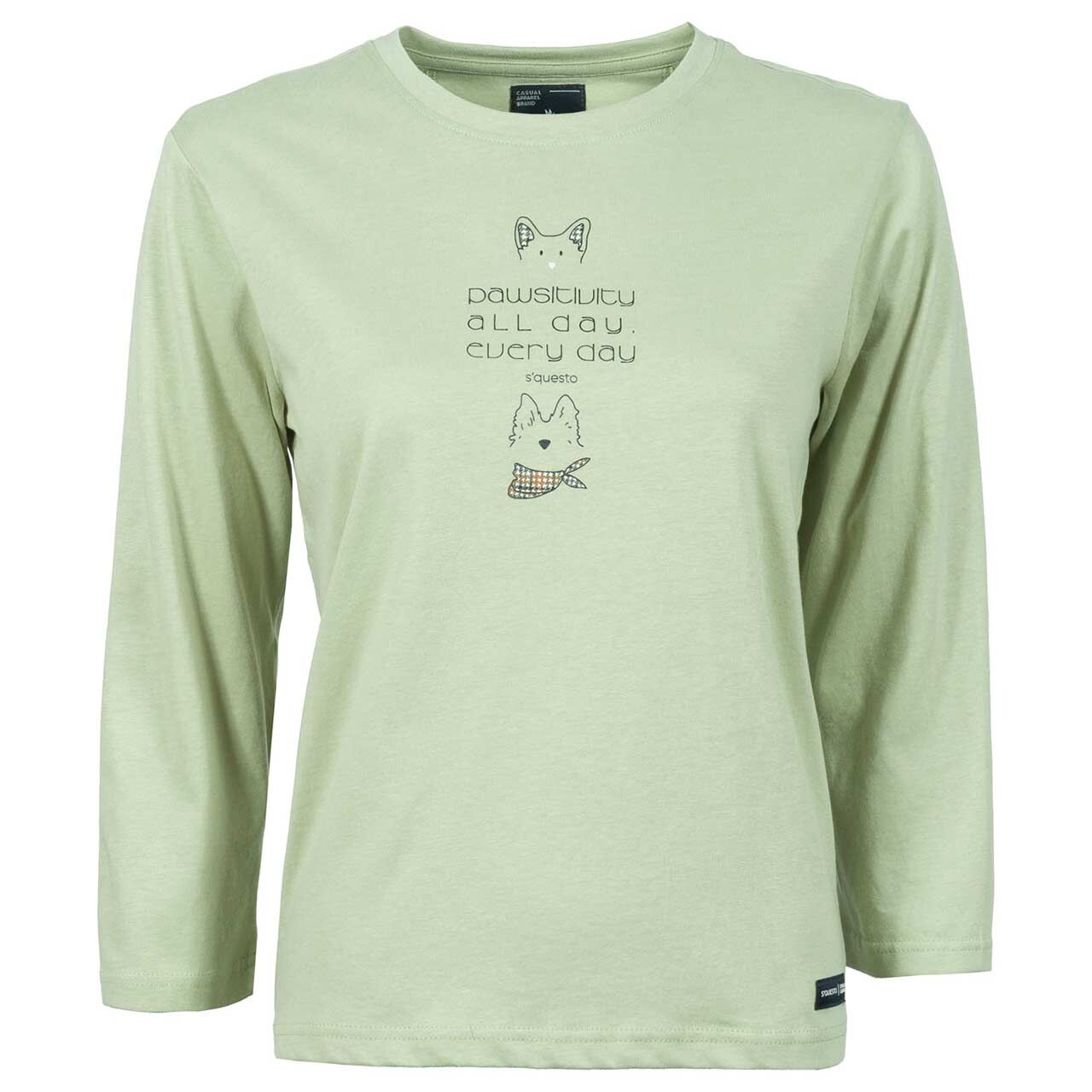 Soquesto Damen 3/4 Arm Sweatshirt lily green print