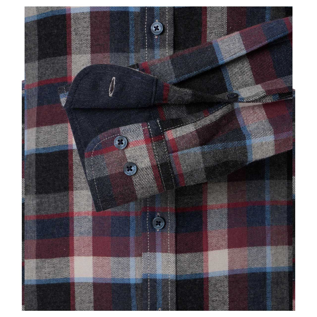 Herren Langarm Hemd von Casa Moda in Grau kariert, Detailansicht Ärmel