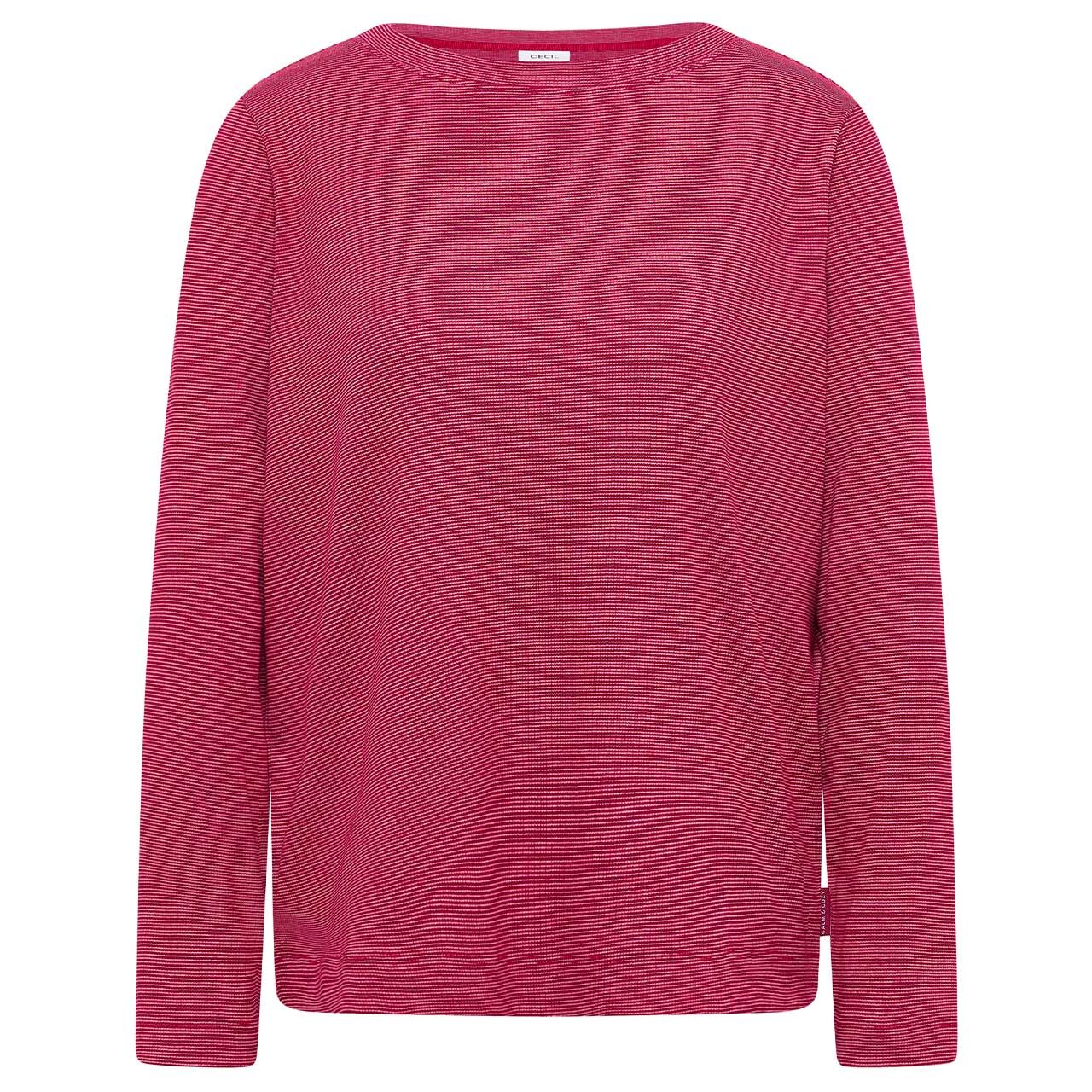 Cecil Damen Langarm Shirt Small Striped Boatneck beaujolais red