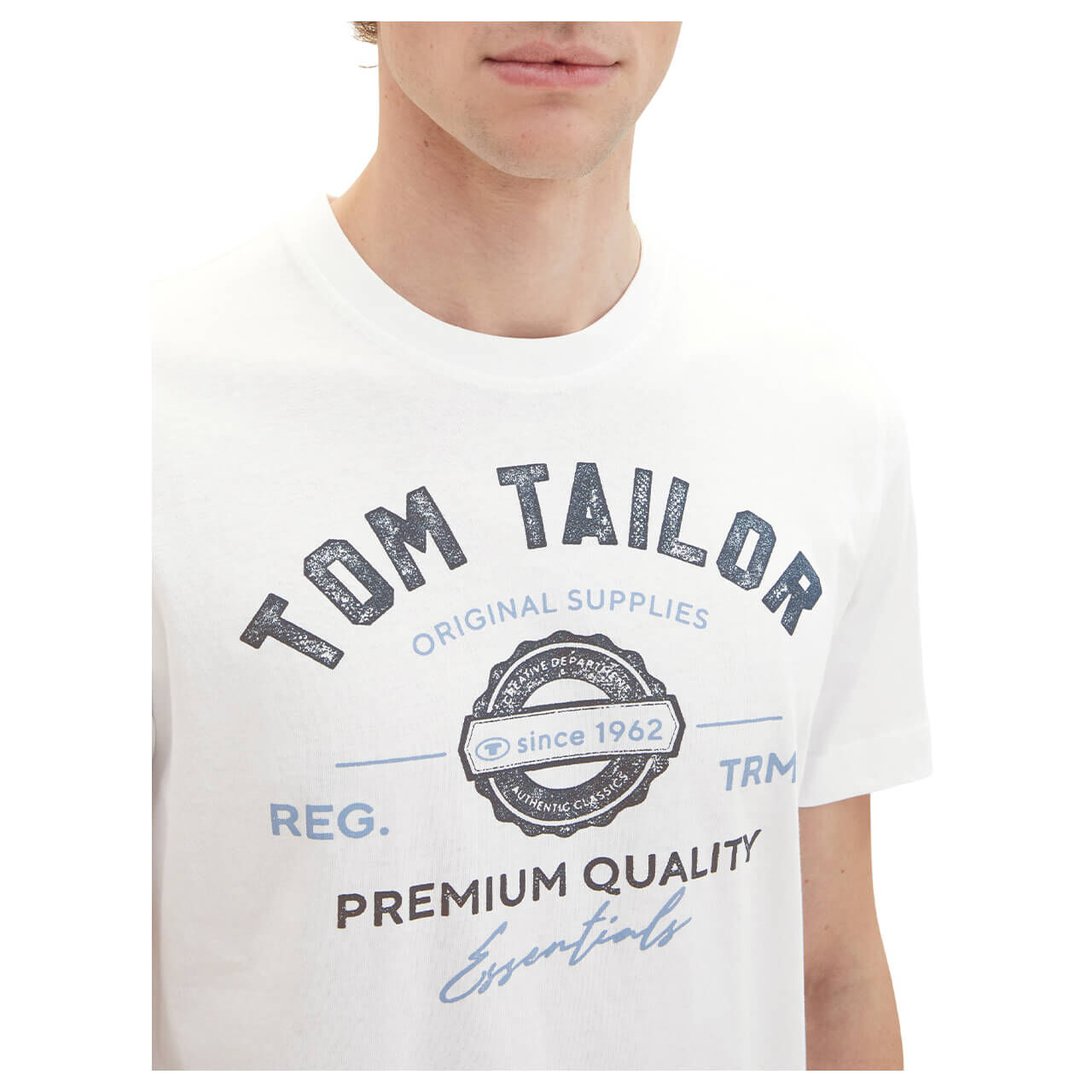 Tom Tailor Herren T-Shirt white logo print