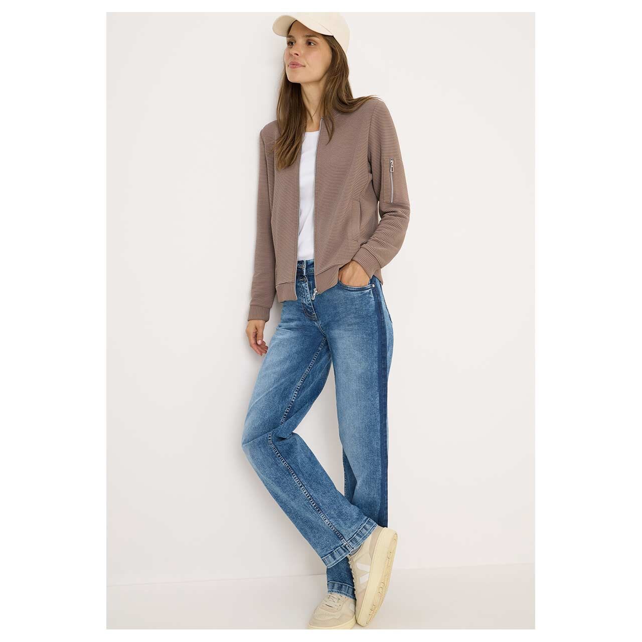 Damen Sweatjacke Ottoman von Cecil in Braun, Ganzkörperansicht Model