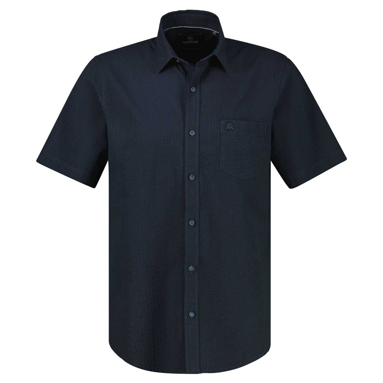 Lerros Herren Seersucker 1/2 Arm Hemd classic navy