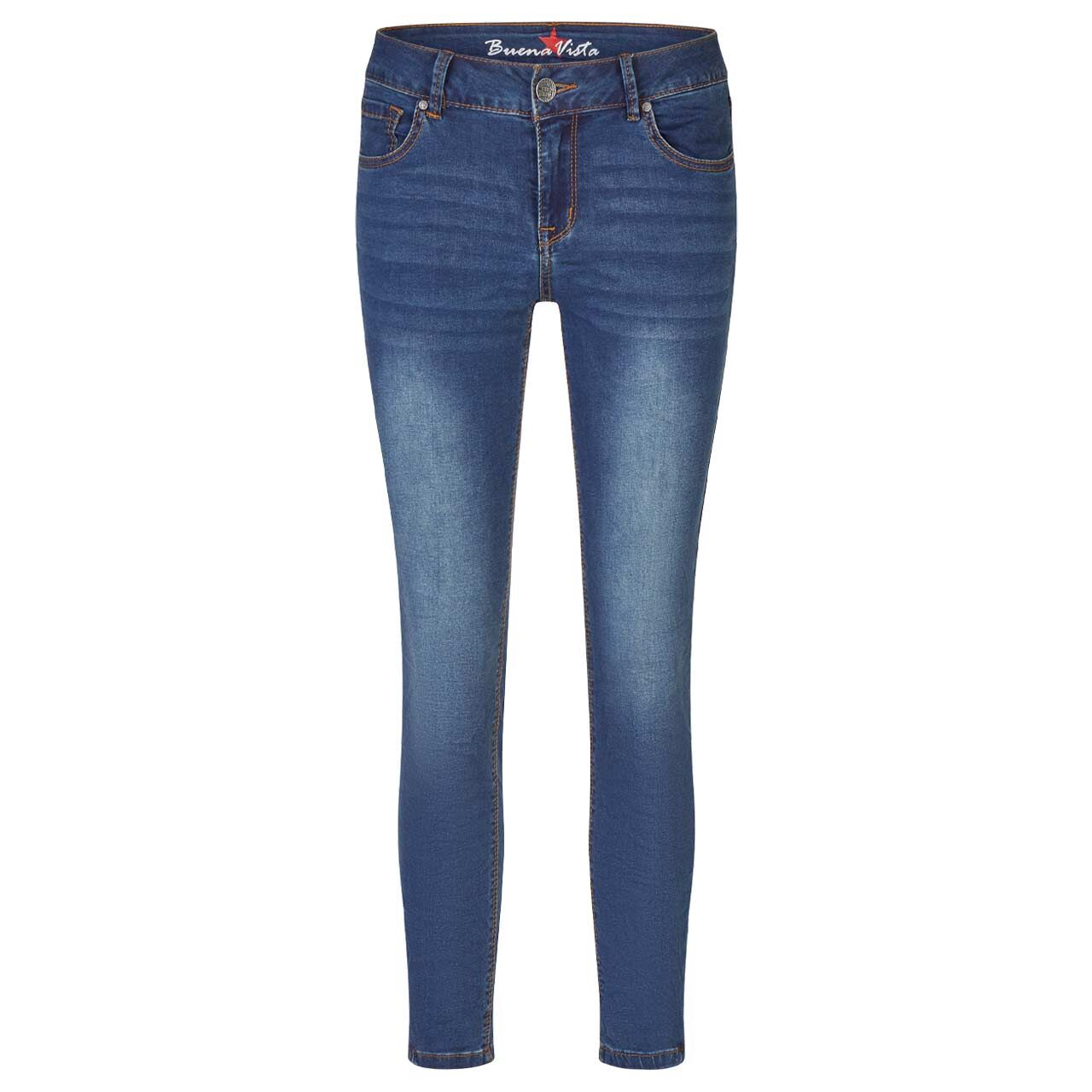 Stretch Damenjeans Italy V 7/8 Cozy Denim von Buena Vista in Dunkelblau angewaschen, Vorderansicht
