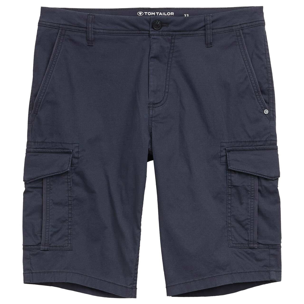 Stretch Herren Cargo Baumwoll Bermuda von Tom Tailor in Blau mit Print, Vorderansicht