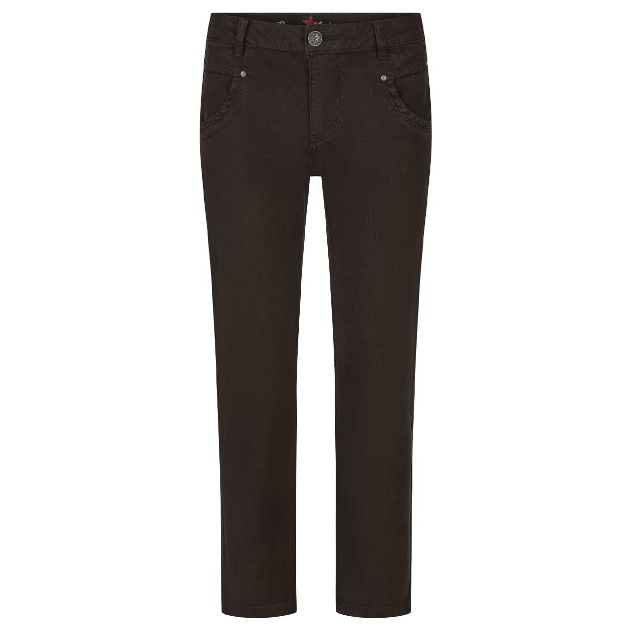 Damen Hose Anna C 7/8 Straight Jacquard Twill von Buena Vista in Dunkelbraun, Vorderansicht