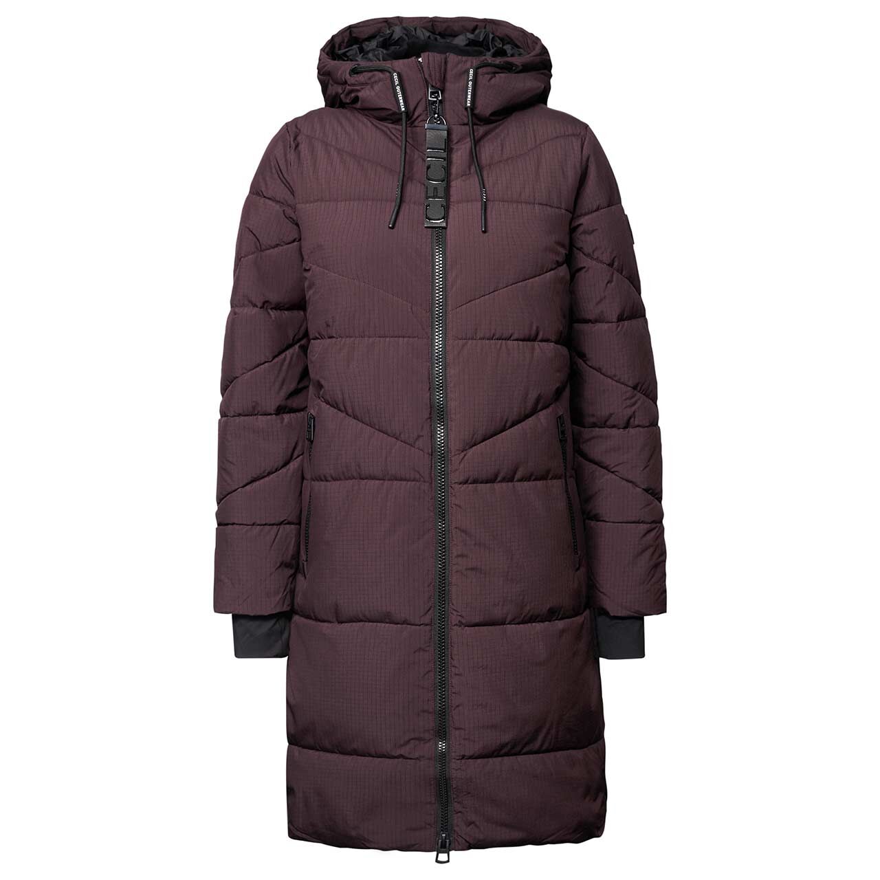 Cecil Damen Mantel Long Quilted berry red