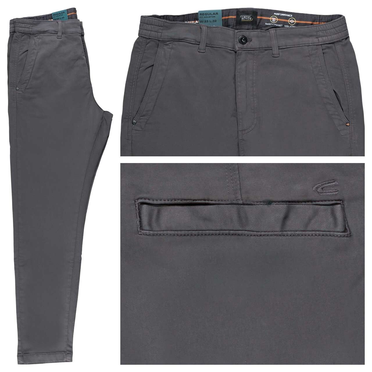 Camel active Houston fleXXX Chino Baumwollhose gunmetal