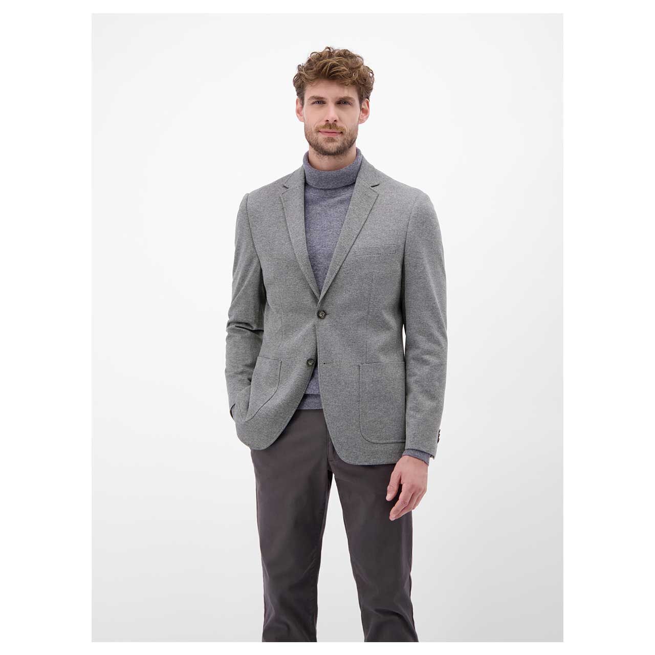 Herren Sakko von Lerros in Grau mit Print, Vorderansicht am Model