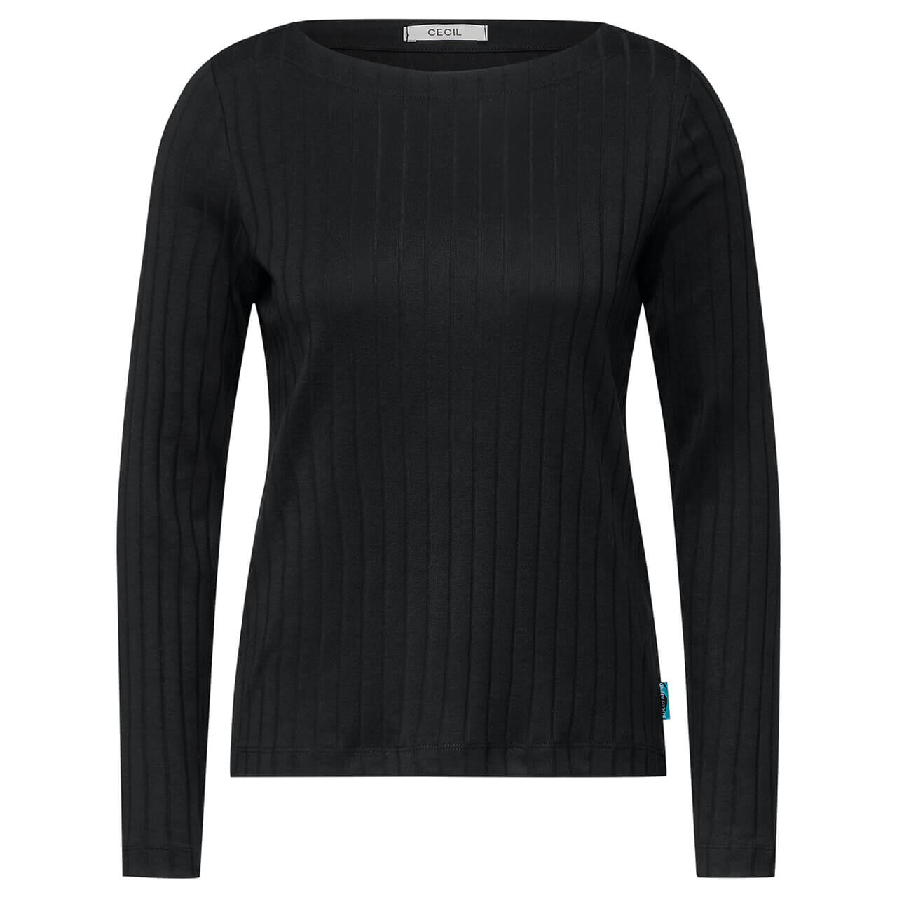 Cecil Damen Langarm Shirt Solid Rib Basic black