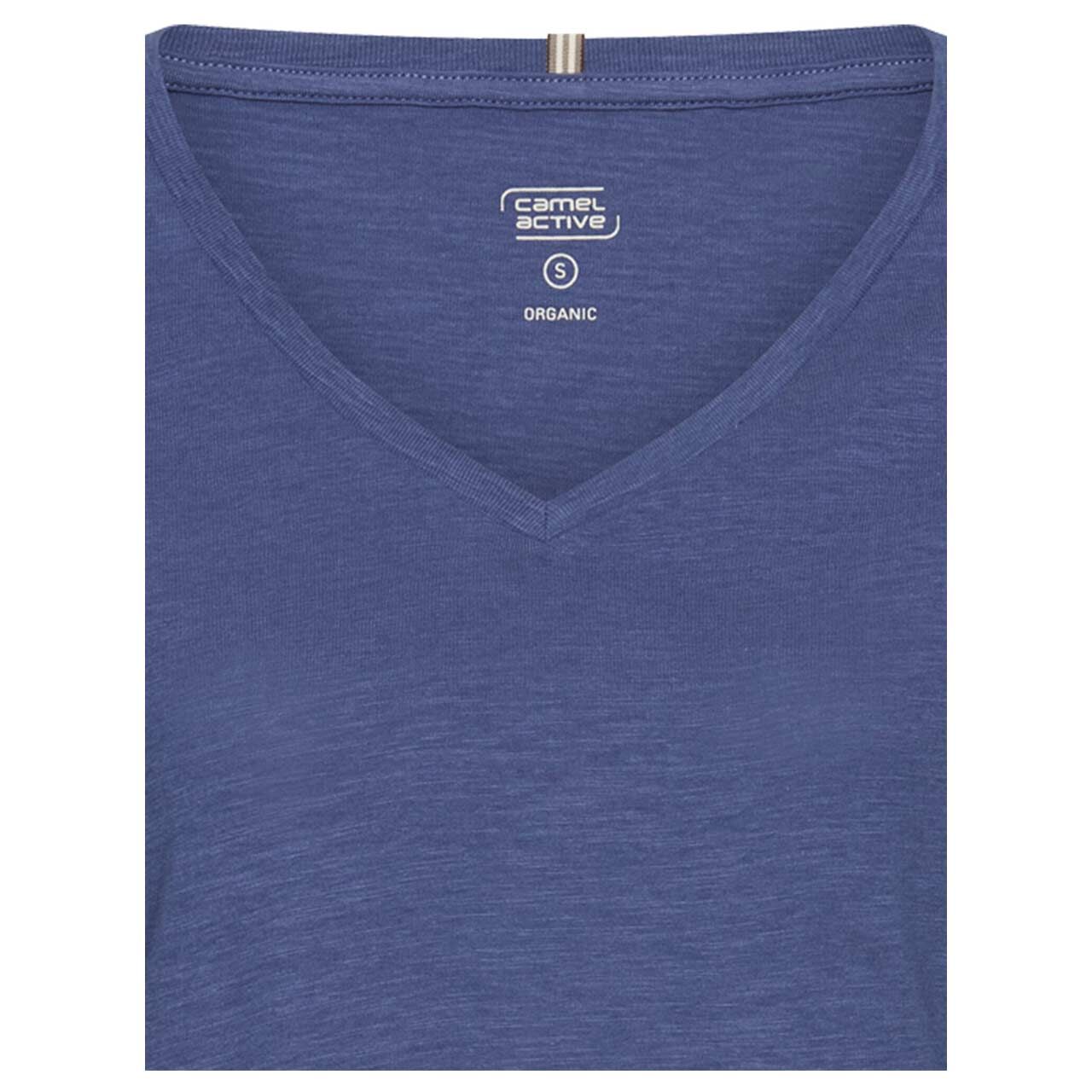 Damen T-Shirt von Camel active in Dunkelblau meliert, detaillierte Vorderansicht