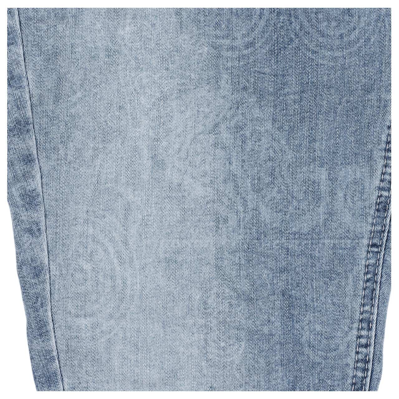 Damen Ankle Jeans Malibu Cropped Stretch Denim in Hellblau angewaschen mit Print, Detailansicht Paisley-Muster Bein