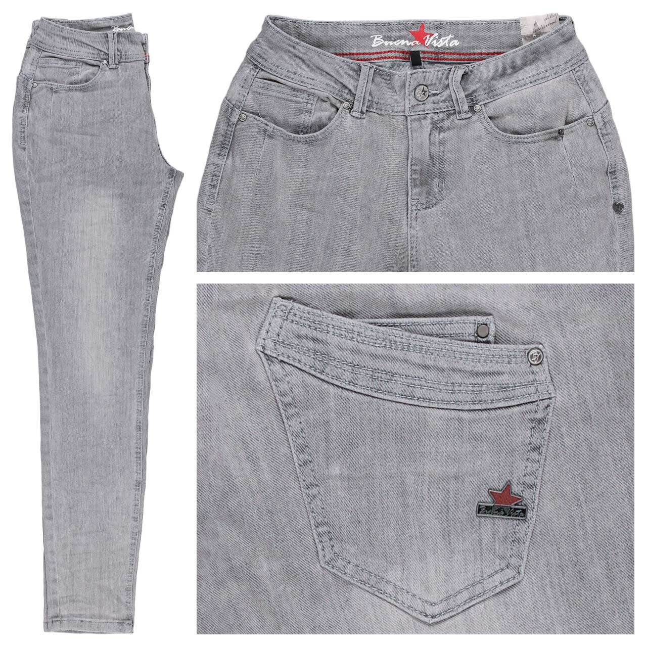 Buena Vista Malibu-Zip High Cropped Stretch Denim Ankle Jeans light grey