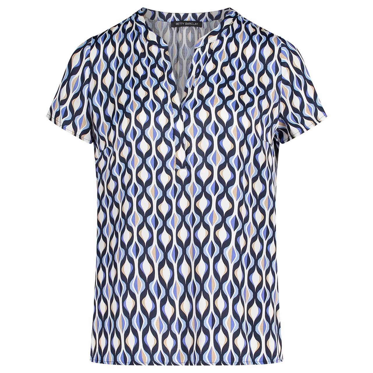 Betty Barclay Damen Kurzarm Bluse blue cream chains