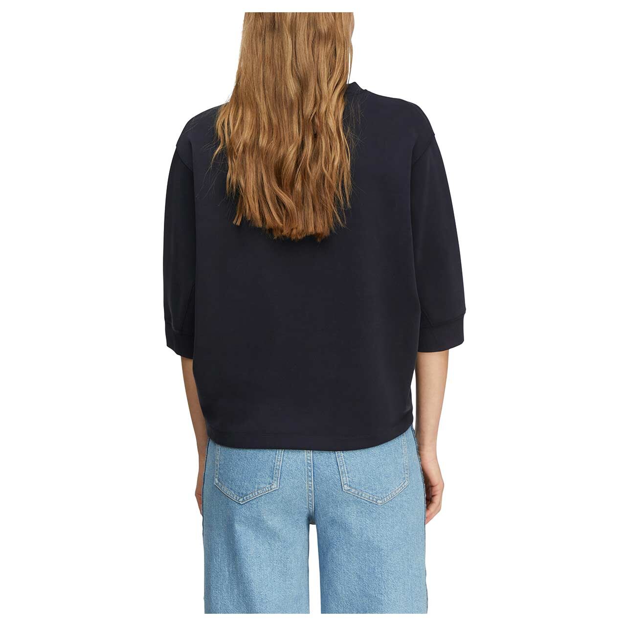 Damen Sweatshirt von Comma in Dunkelblau, Rückansicht am Model