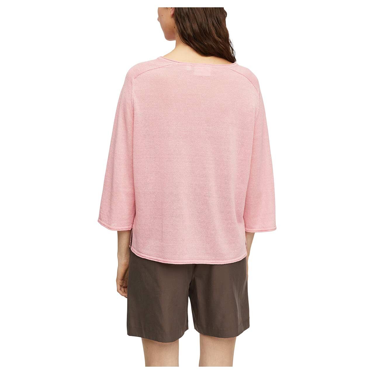 Damen 3/4 Arm Leinen Pullover von Comma in Rosa, Rückansicht am Model