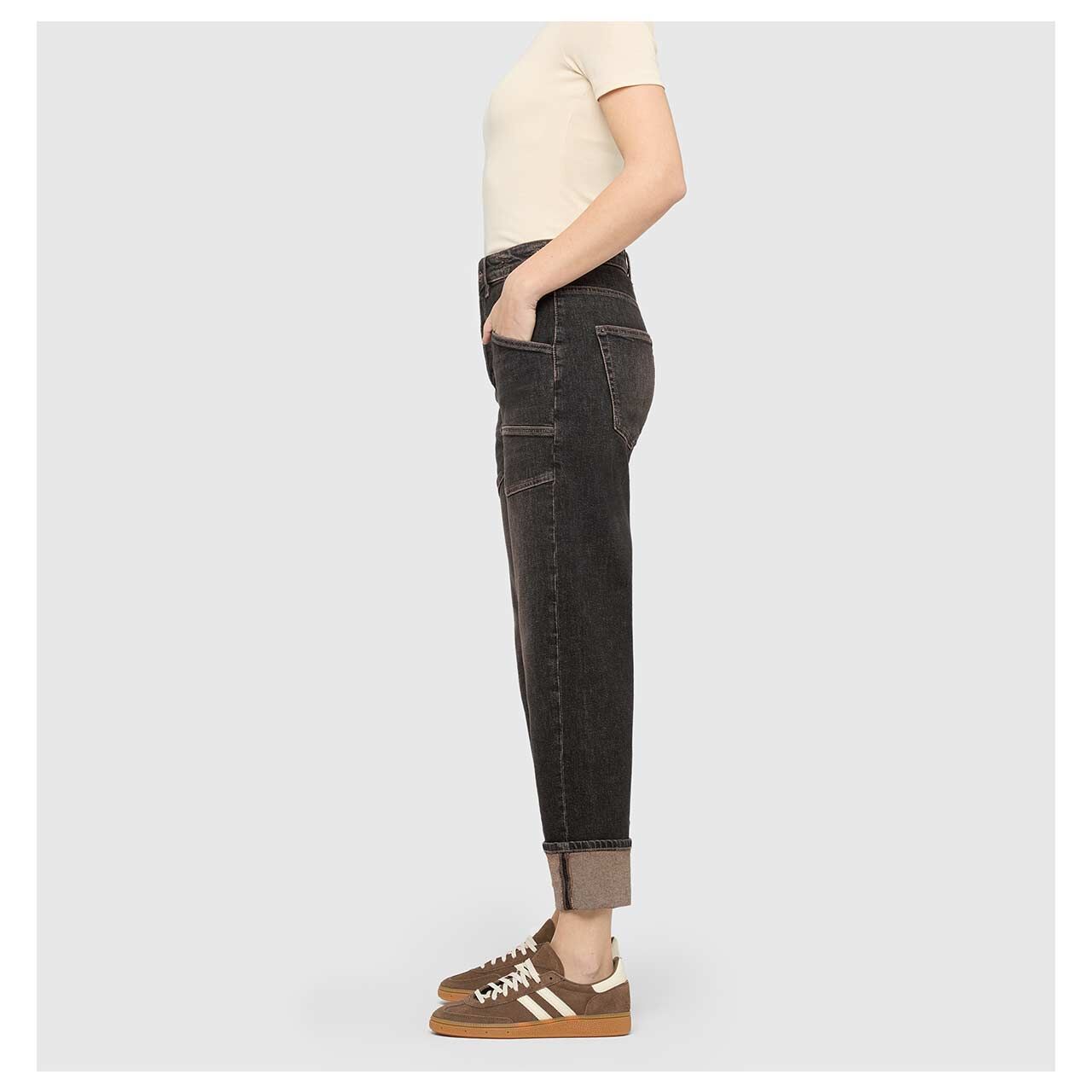 MAC Baggy Ankle Jeans brown tinted black wash