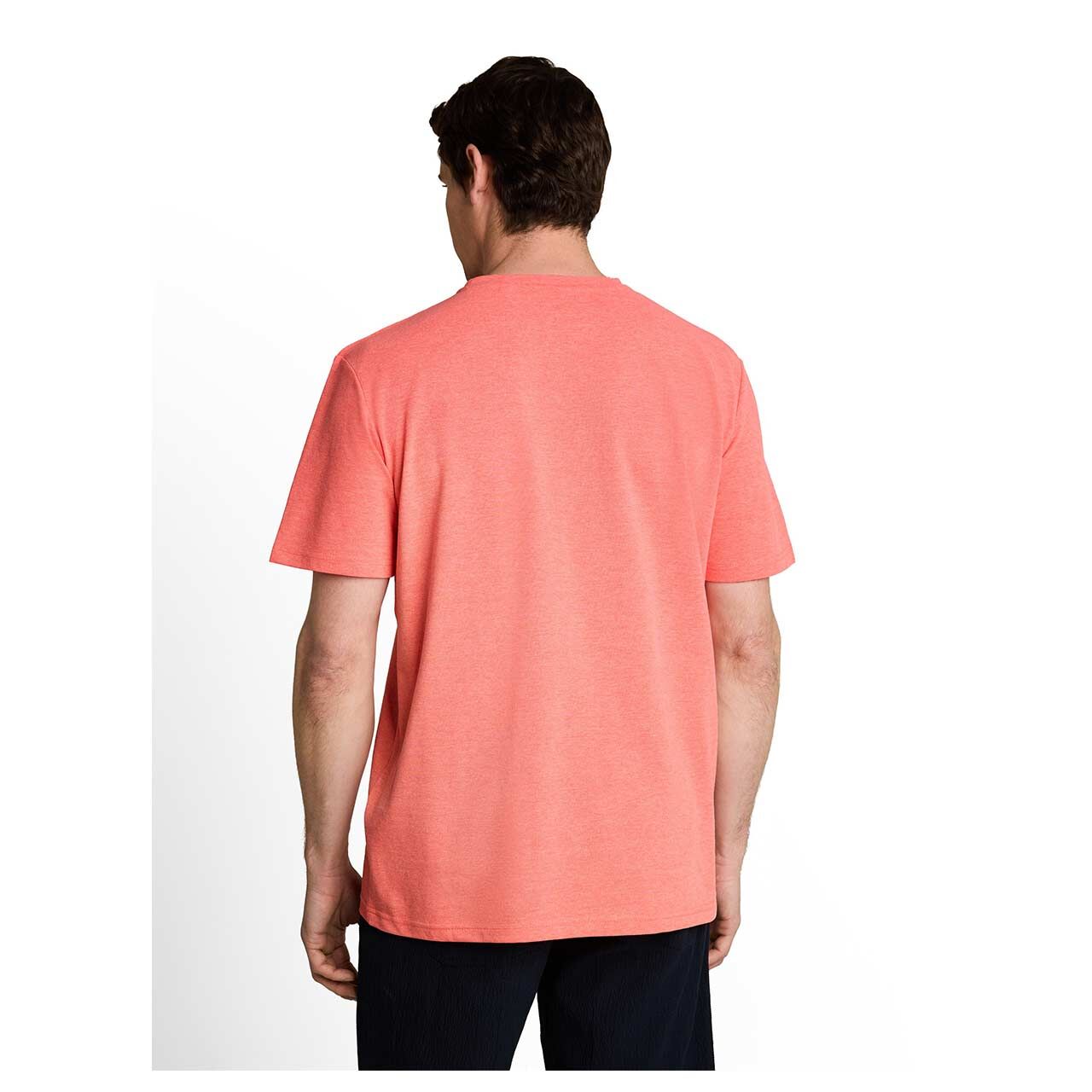 Herren Piqué T-Shirt von Tom Tailor in Orange-Rot meliert, Rückansicht am Model