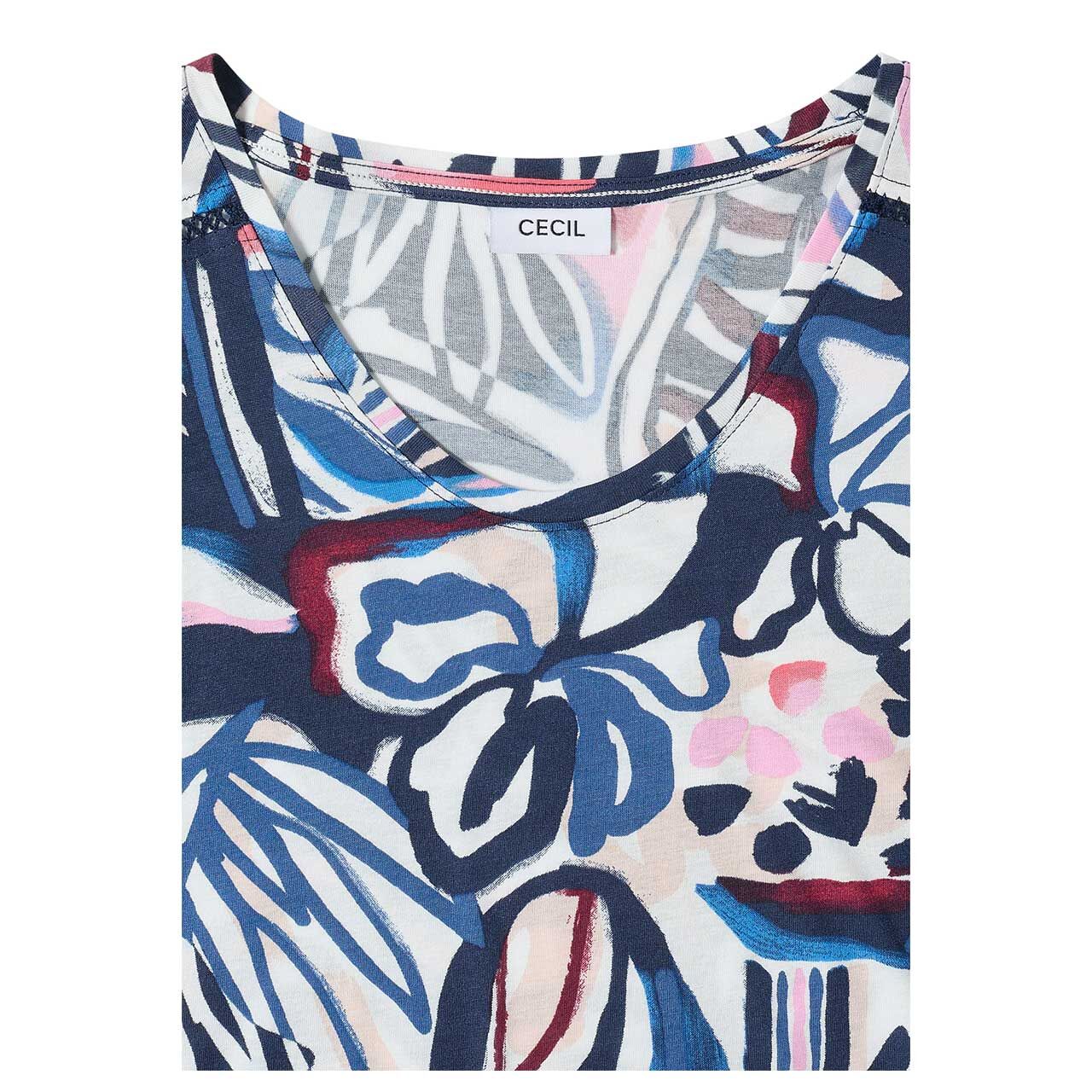 Cecil Damen T-Shirt Multi Lace Shoulder universal blue