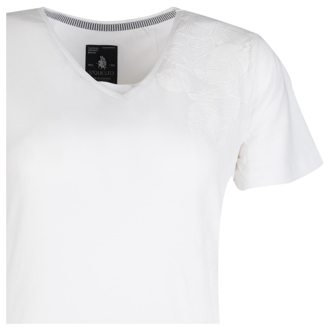 Soquesto Damen T-Shirt white leaf printed