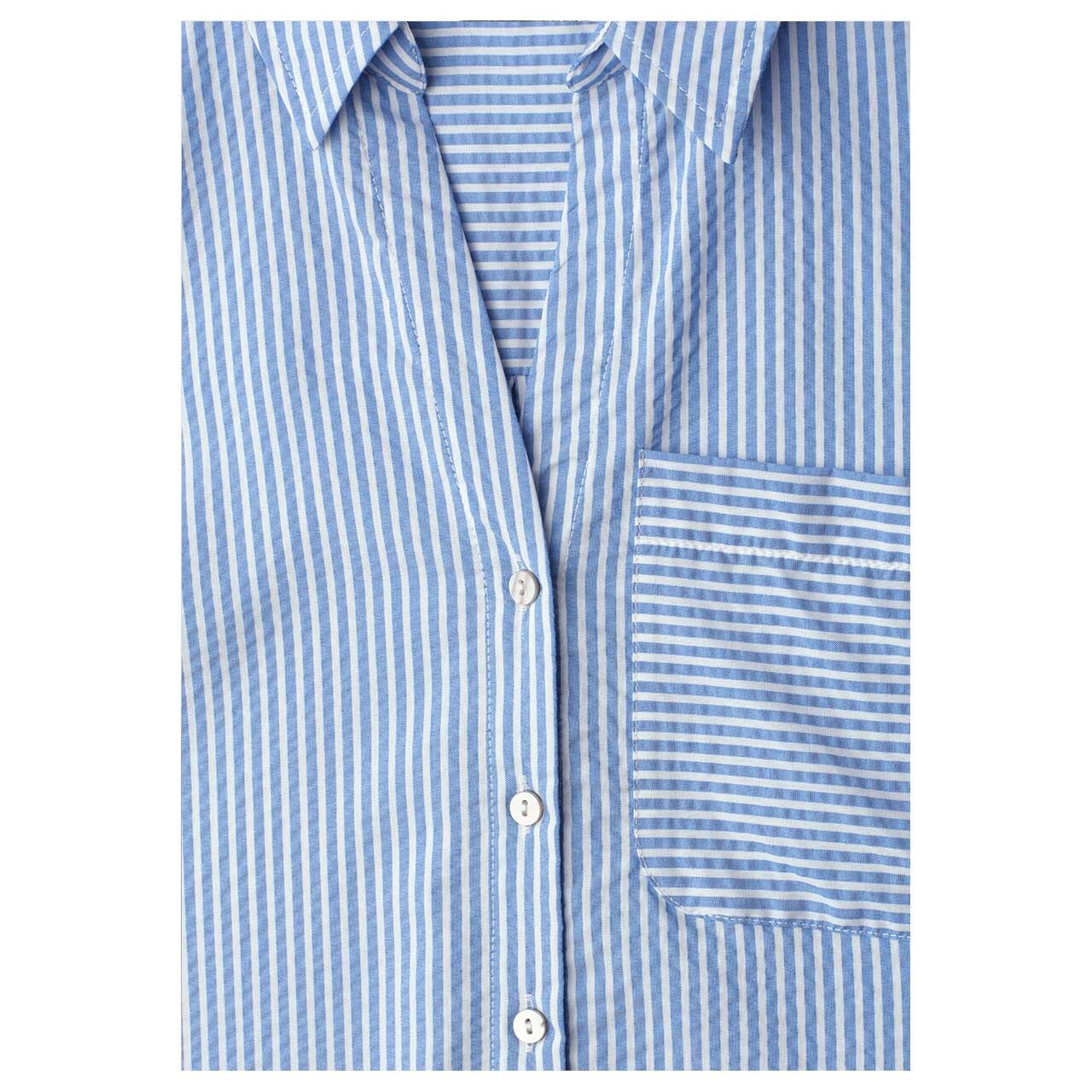 Street One Damen Kurzarm Bluse Buttoned Shirtcollar original blue striped