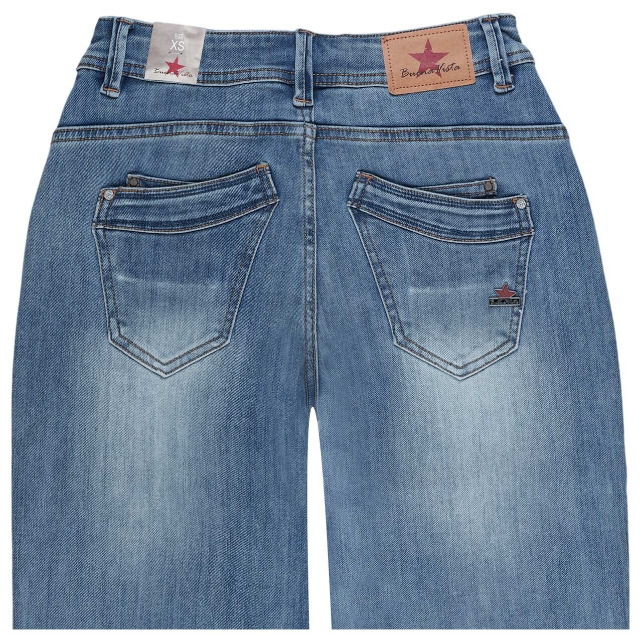 Damenjeans Malibu 7/8 Relaxed Stretch Denim von Buena Vista in Blau angewaschen, detaillierte Rückansicht