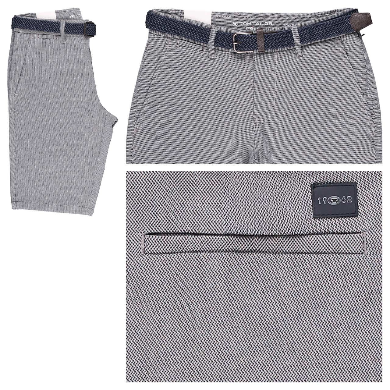 Tom Tailor Chino Baumwoll Bermuda traveler white navy zig zag structure