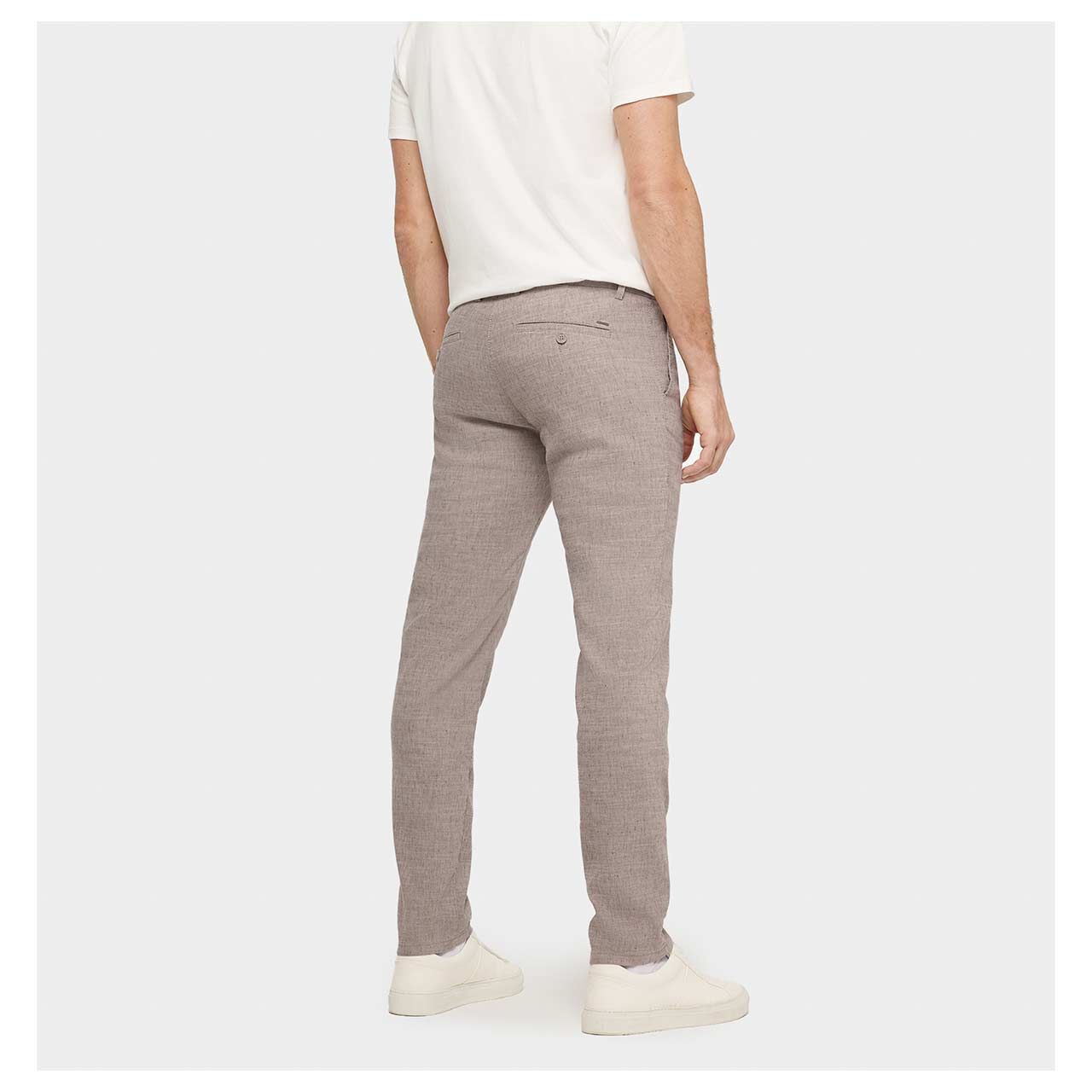 Herren Lennox Chino Leinenhose von MAC in Hellbraun meliert, Rückansicht