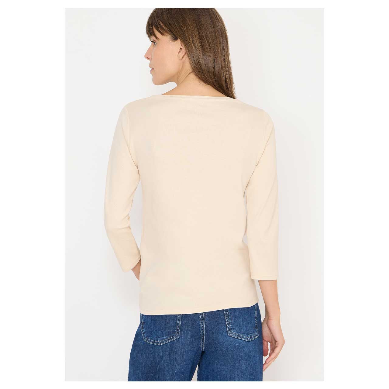 Damen 3/4 Arm Shirt Basic Boatneck von Cecil in Beige, Rückansicht am Model