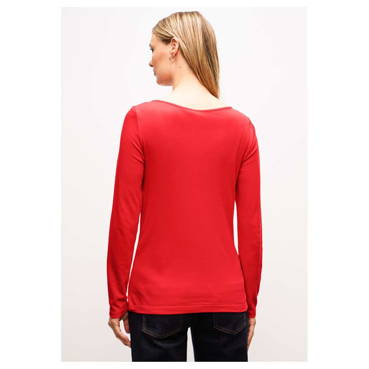 Damen Langarm Shirt Lanea von Street One in Rot, Rückansicht am Model