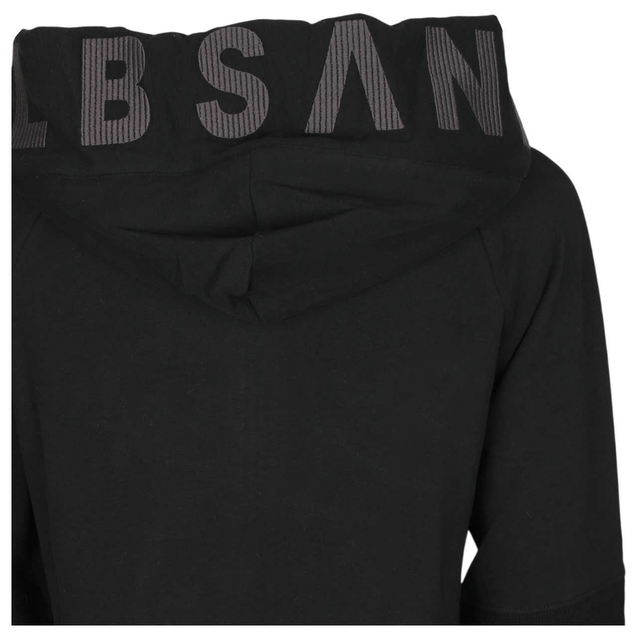 Damen Hoodie Sweatjacke Kelda von Elbsand in Schwarz mit Print, detaillierte Rückansicht