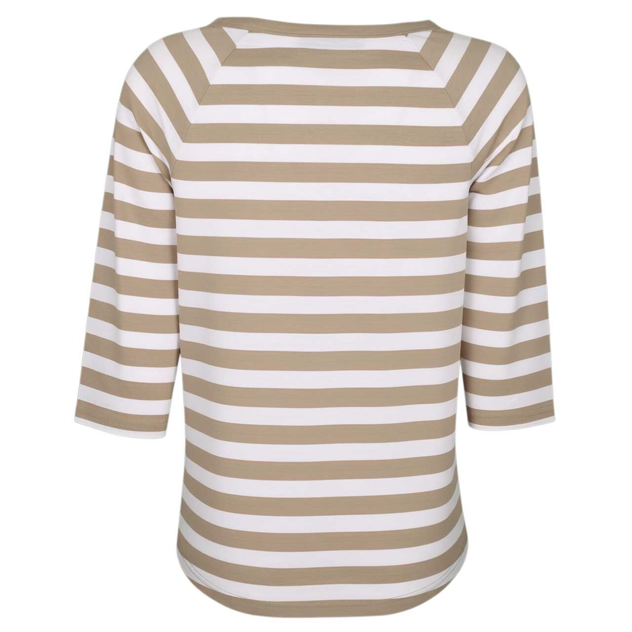 Damen 3/4 Arm Shirt Celin von Elbsand in Hellbraun gestreift, Rückansicht