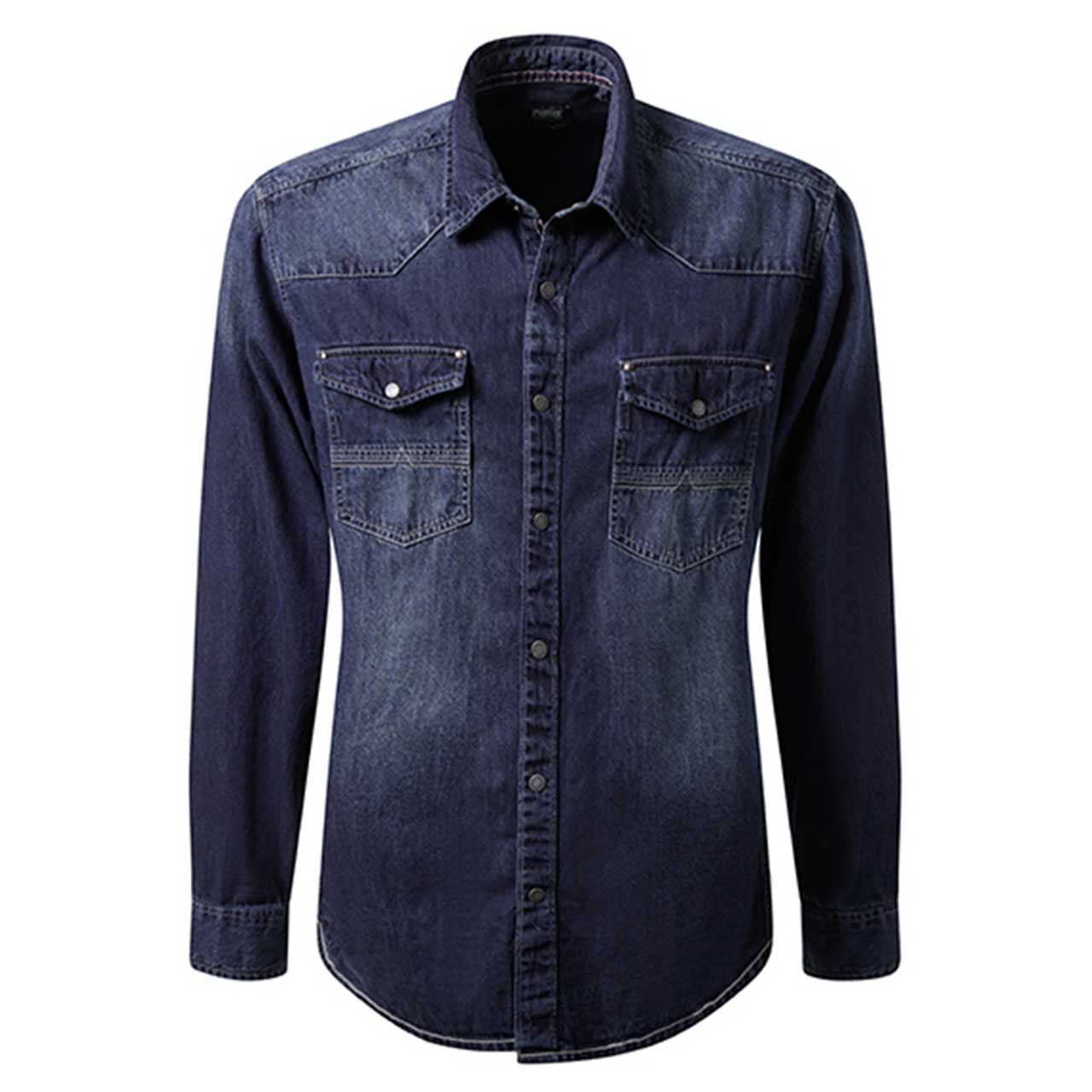Pioneer Herren Langarm Jeanshemd indigo