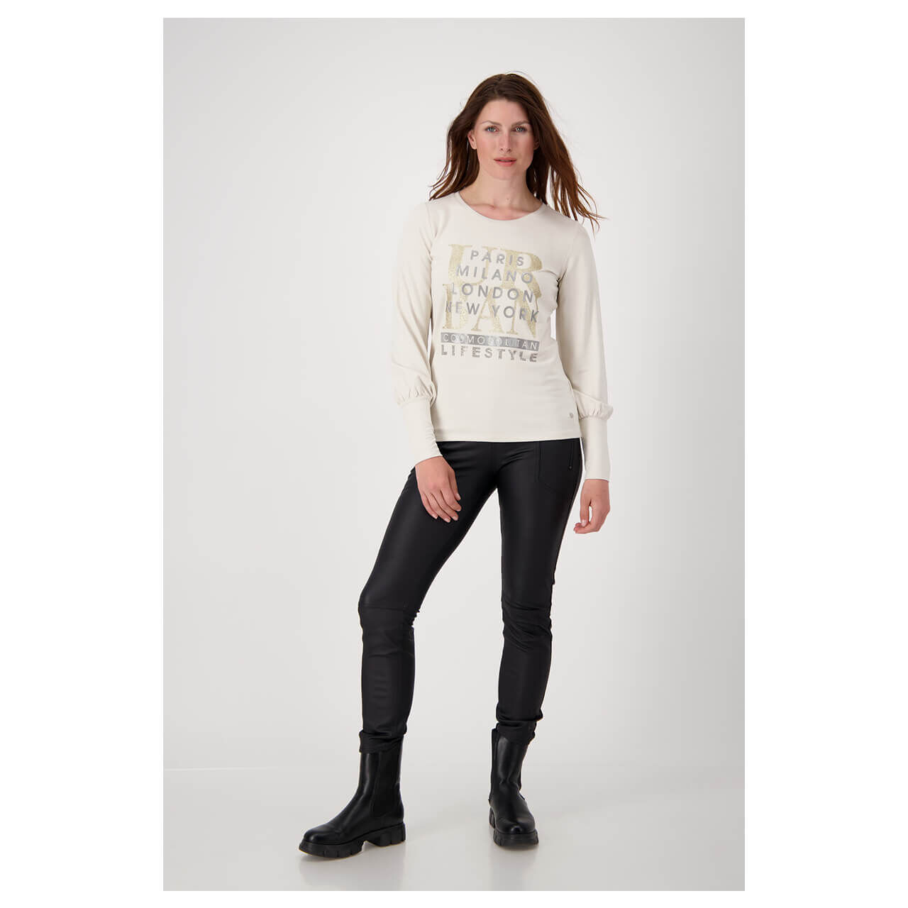Monari Damen Langarm Shirt macadamia