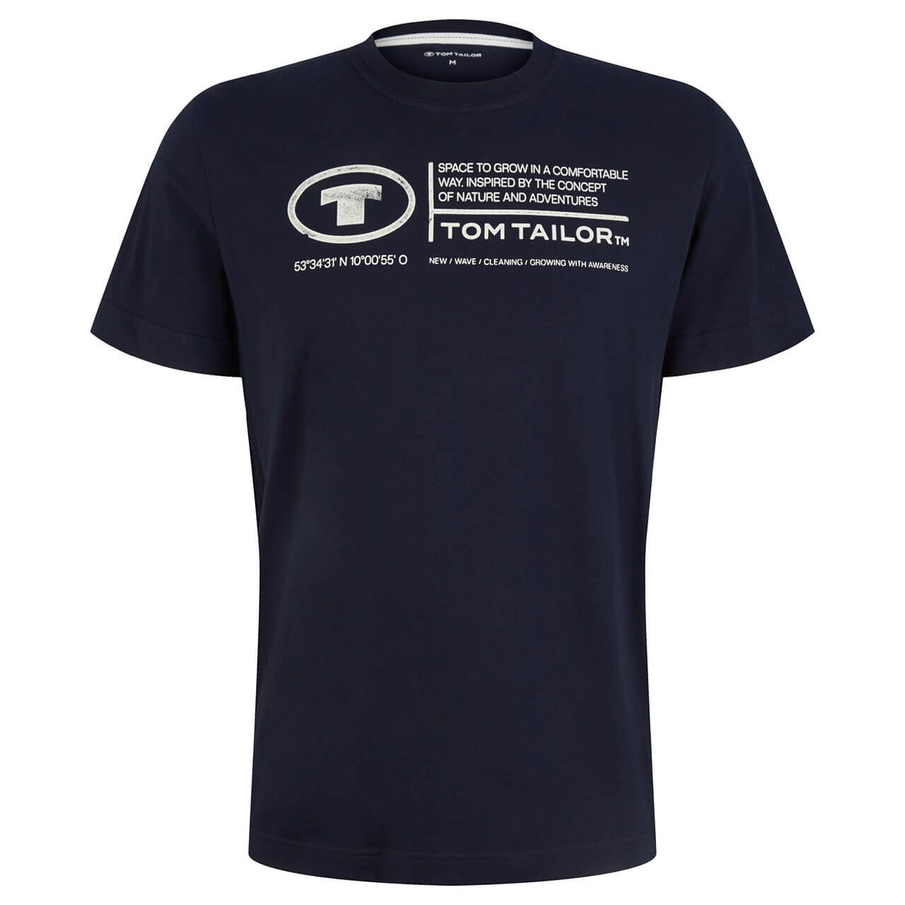 Tom Tailor Herren T-Shirt sky captain blue logo wording