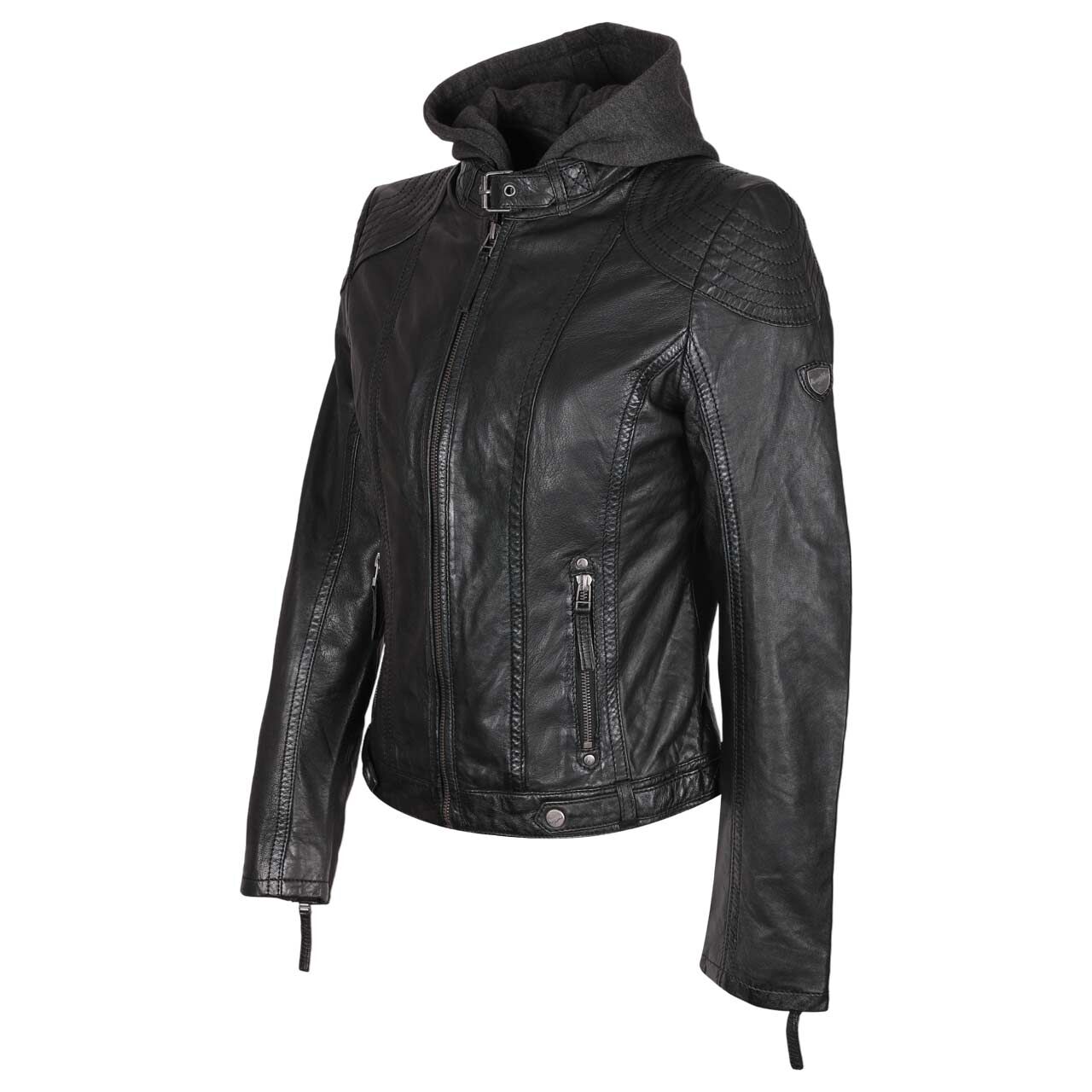 Damen Lederjacke Casey von Mauritius in Schwarz, Seitenansicht