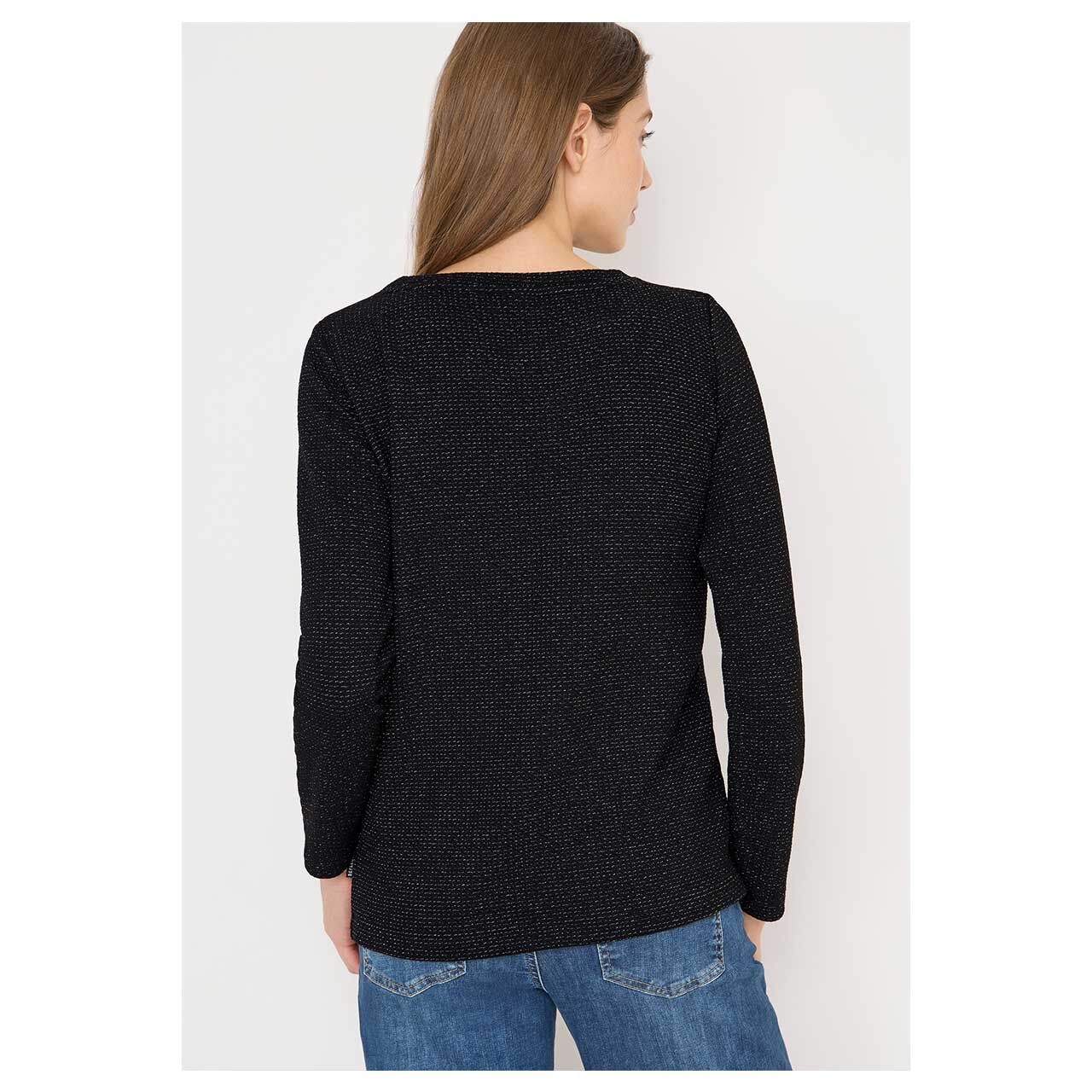 Damen Sweatshirt Glitter Structure Boat Neck von Cecil in Schwarz, Rückansicht Model
